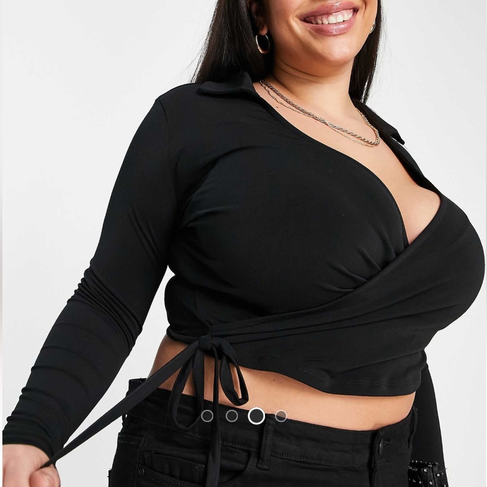 ASOS DESIGN Curve collared wrap in black